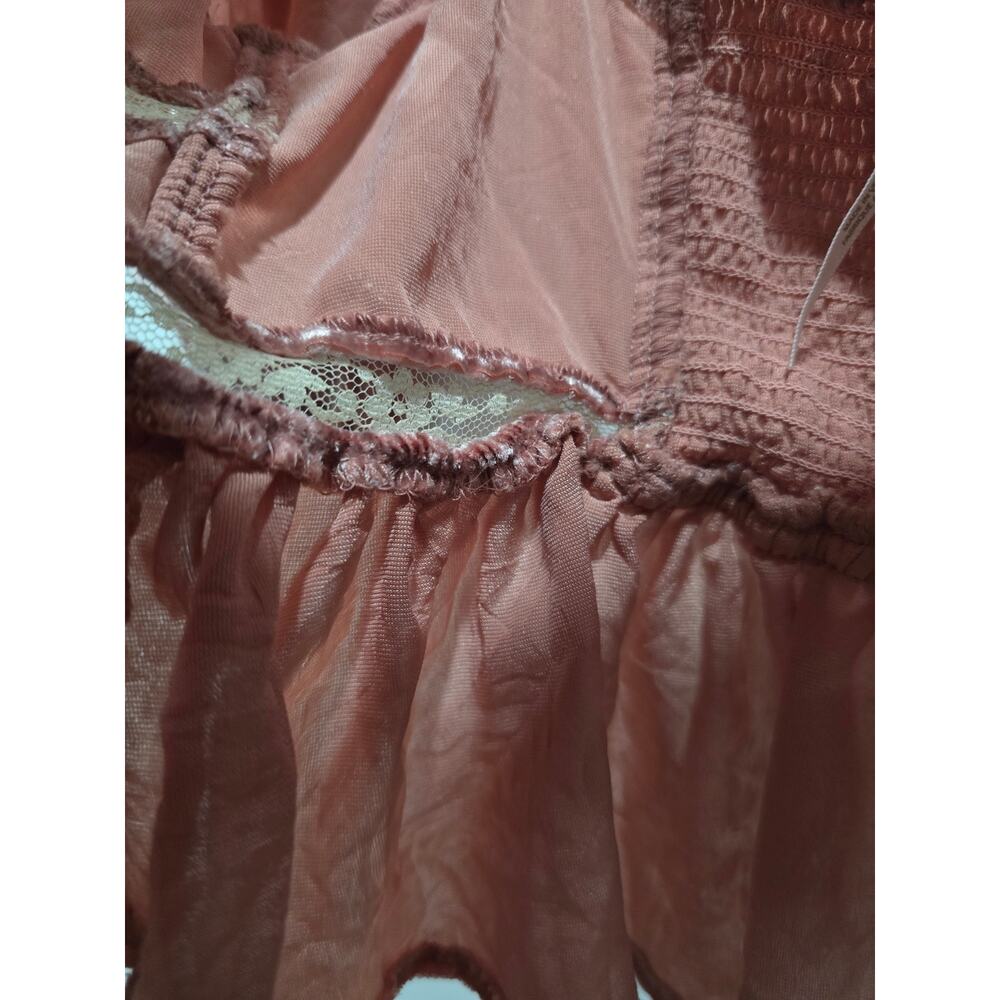 Free People Yours Truly Velvet Top Womens Small Mauve Lace Puff Sleeve Boho - Picture 6 of 16